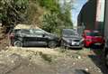Cars damaged in cliff collapse